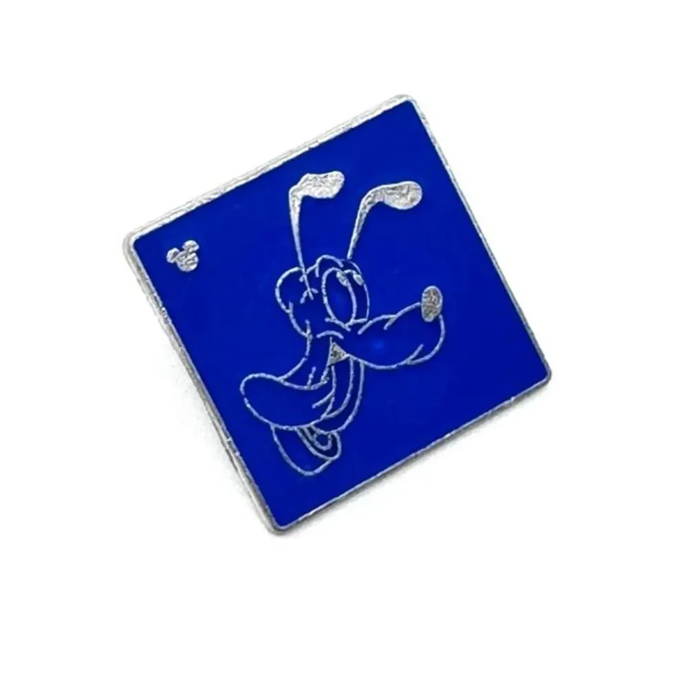 Hidden Mickey Character Outlines Pluto Blue Square Disney Trading Pin